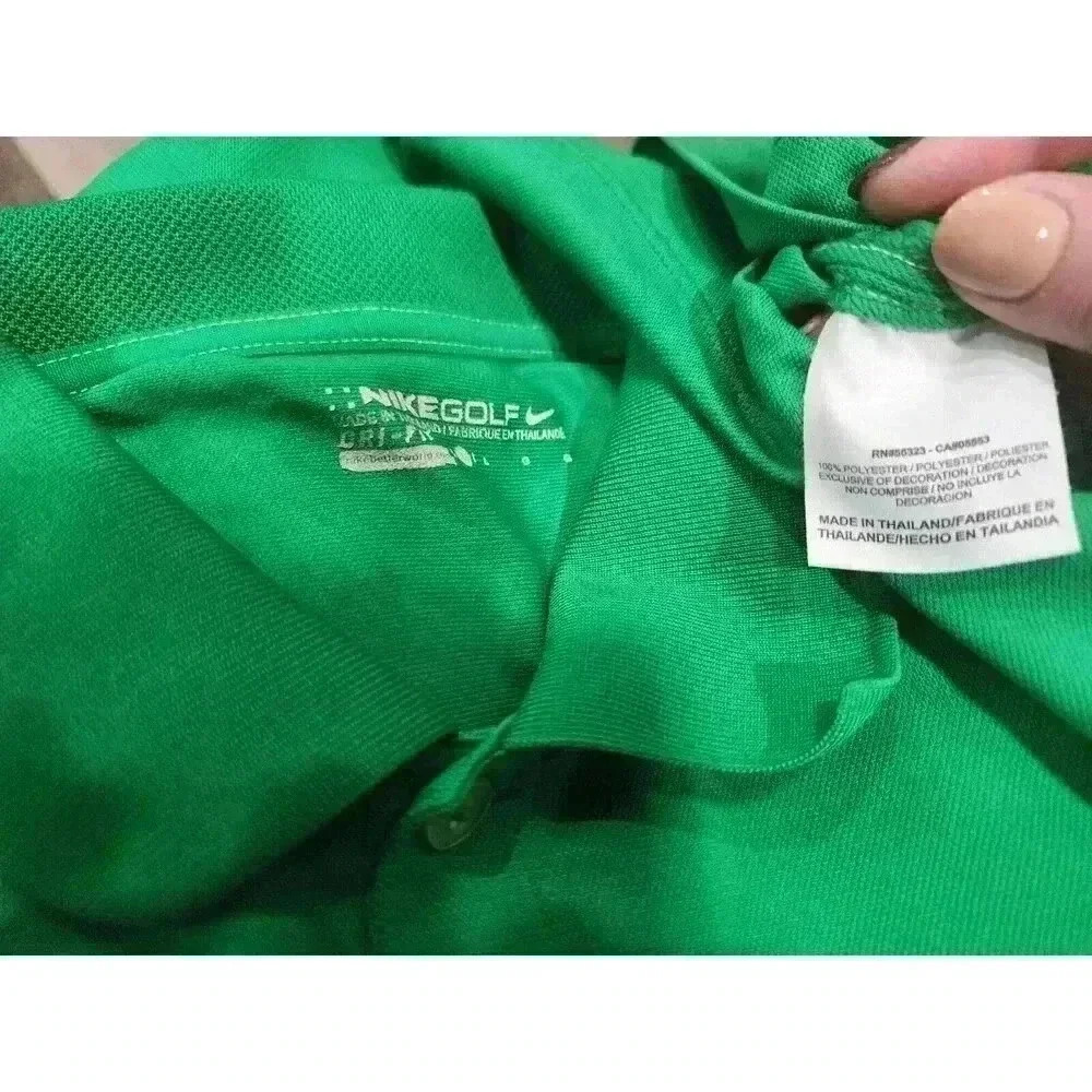 Nike Golf Dri-Fit Shirt Mens Large Green Short Sleeve Polo Polyester - Picture 8 of 8